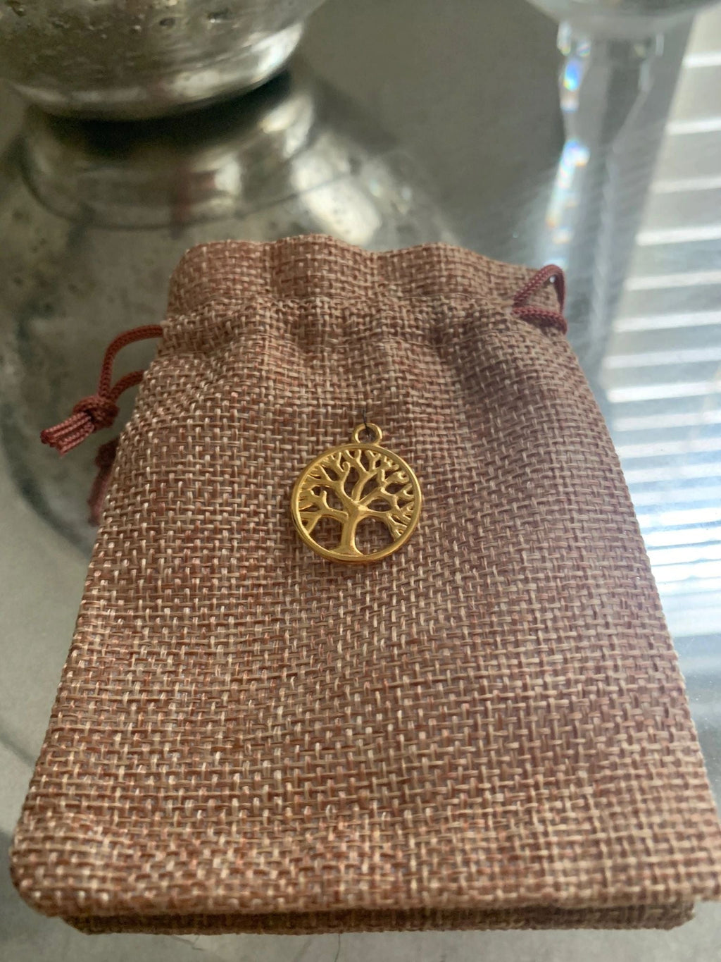 QUARTZ CRYSTAL TREE OF LIFE PENDANT WITH ROSE GOLD CHAIN