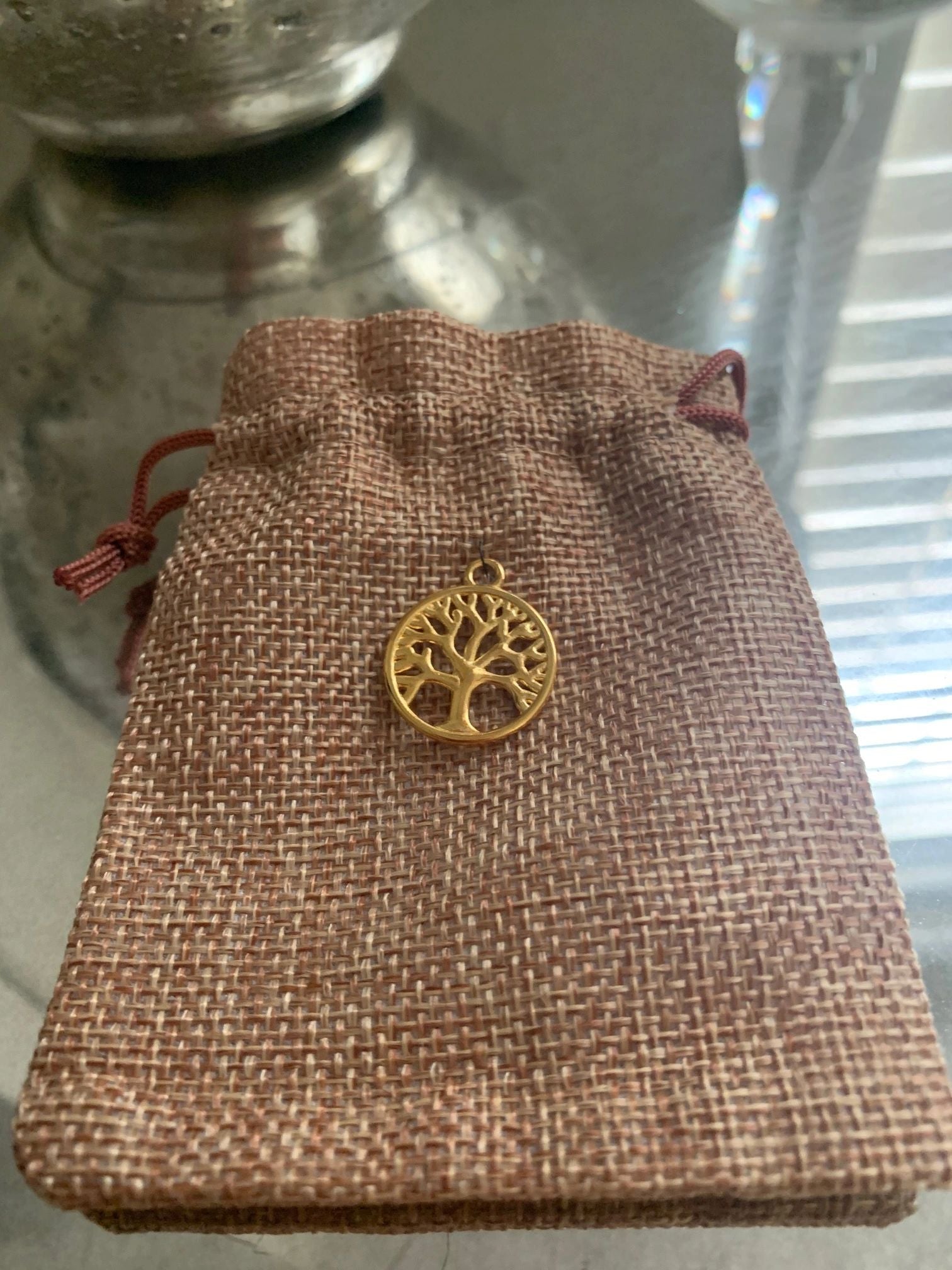 QUARTZ CRYSTAL TREE OF LIFE PENDANT WITH ROSE GOLD CHAIN