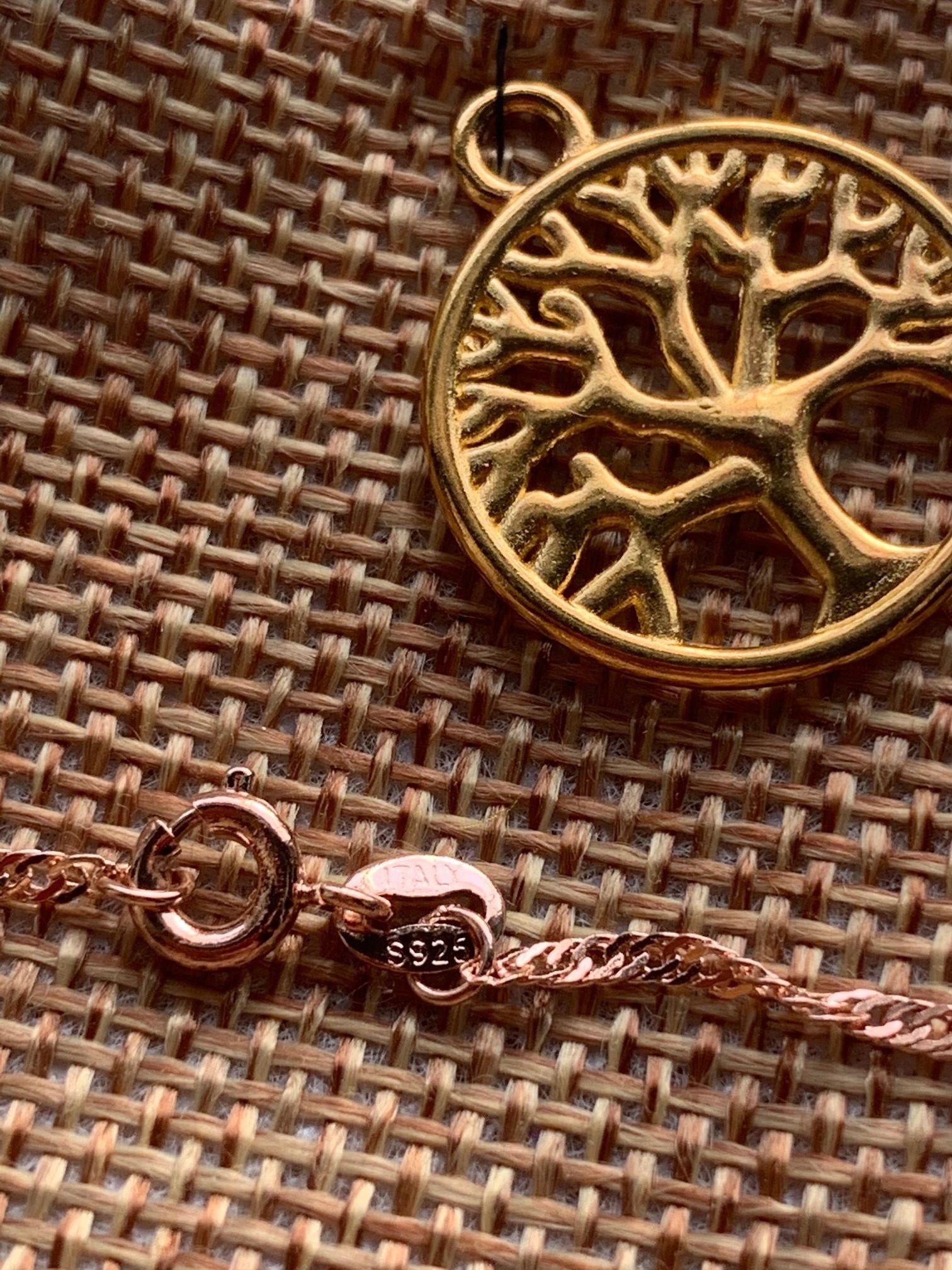 QUARTZ CRYSTAL TREE OF LIFE PENDANT WITH ROSE GOLD CHAIN