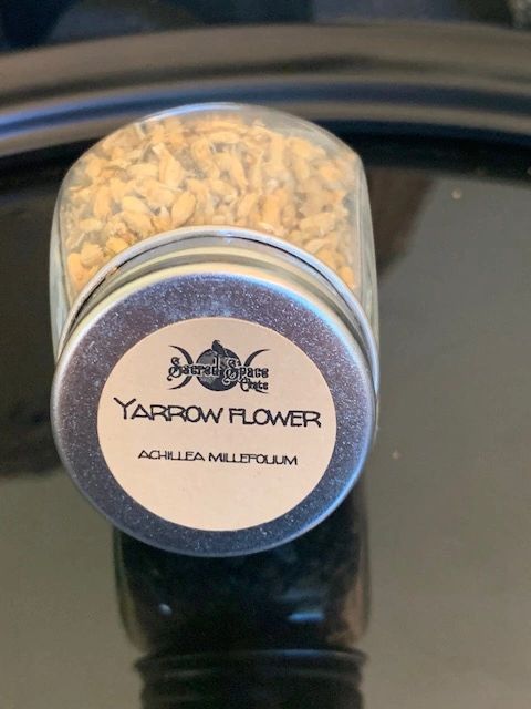 YARROW FLOWER IN GLASS HERB JAR