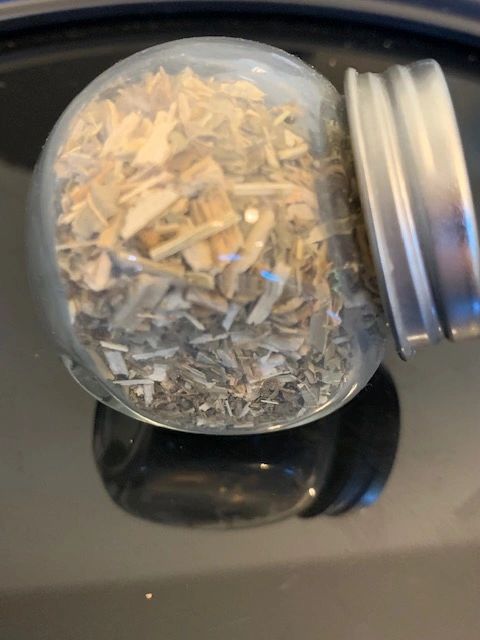 Meadowsweet in Glass herb jar