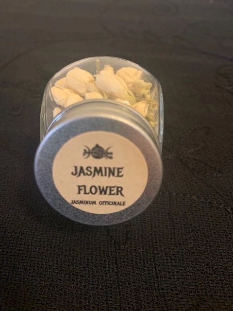 JASMINE FLOWERS IN GLASS HERB JAR