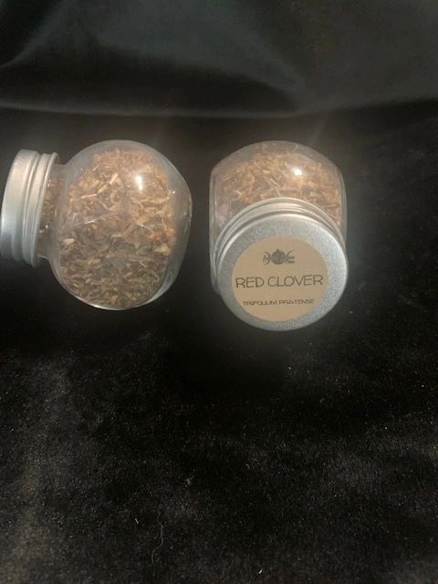 RED CLOVER IN GLASS HERB JAR