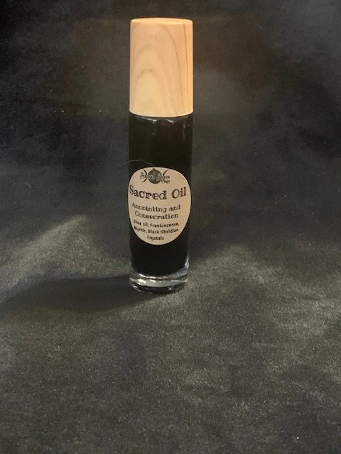 SACRED OIL IN BLACK OBSIDIAN ROLLER BOTTLE