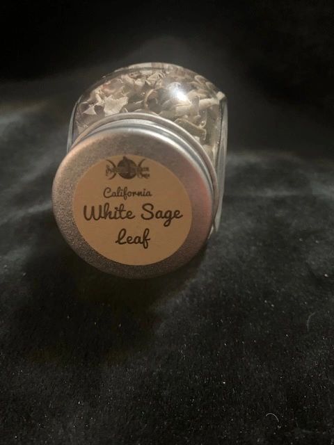 WHITE SAGE LEAF IN GLASS HERB JAR
