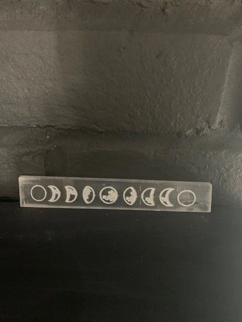 SELENITE WAND ENGRAVED WITH MOON PHASES